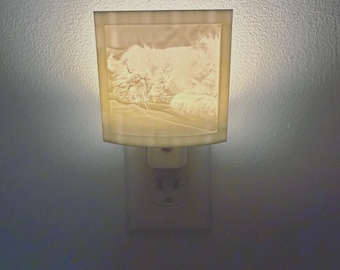 Custom 3D Printed Photo Lithophane Night Light - Personalized Memorial Gift