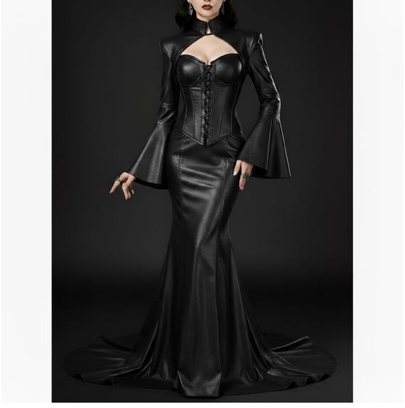 white christmas dresses Black Leather Corset Dress main image 0