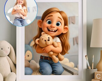 Pixar Style Custom Portrait von Ihrem Foto | Personalisierte 3D-Comic-Figur | Paar, Familie, Haustier Geschenk | Digitale Pixar Kunst