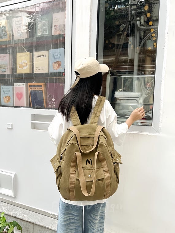 Custom Embroidered Canvas Backpack, Forestcore Rucksack  display picture 2