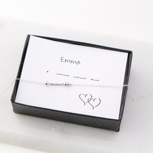 Morse Code Name Necklace, Secret Message Necklace, Best Friend Jewelry, Friendship Gift, Sterling Silver or Gold Bead Necklace, BFF