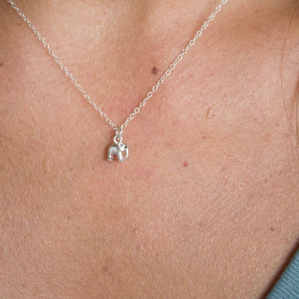 Sterling Silber Glück Kleiner Elefant Halskette, Geburtstag, Weihnachtsgeschenk, Geschenk für sie, bereit zu versenden