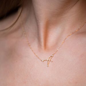 Dainty Zodiac Sign Necklace, Constellation Necklace, Zodiac Outline Necklace, Minimalist Jewelry Gift for Her, Star Necklace image 2