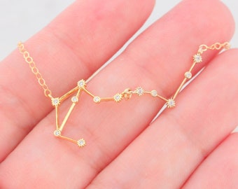 Two Couple's Dainty Zodiac Sign Necklace, Constellation Necklace, Zodiac Outline Necklace, Minimalist Jewelry Gift for Her, Star Necklace
