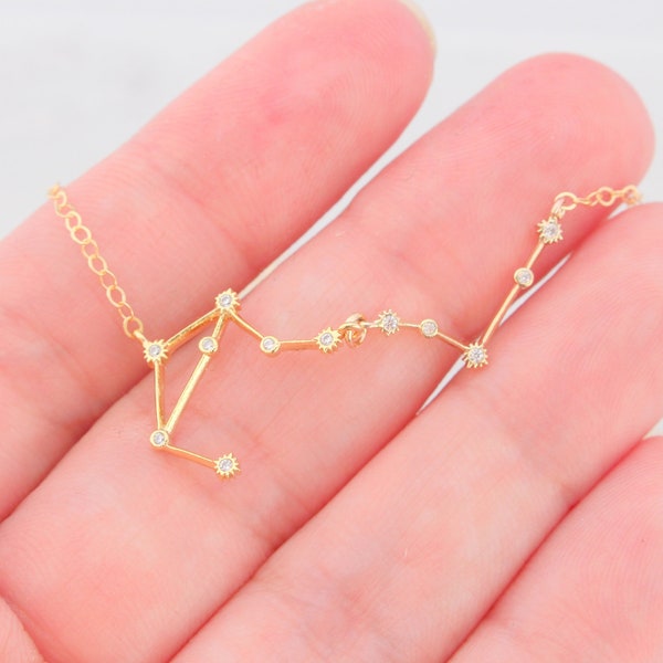 Two Couple's Dainty Zodiac Sign Necklace, Constellation Necklace, Zodiac Outline Necklace, Minimalist Jewelry Gift for Her, Star Necklace