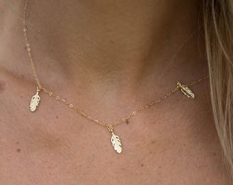 Small Leaf Necklace, Boho Style Necklace, Layer Necklace, Nature Inspired Lover Necklace, Delicate Dainty Necklace, Gift for Her, Friend