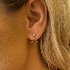Gold or Silver Snake Drop Earrings, Dainty Tiny CZ Snake Dangle Earrings, Minimalist Earrings