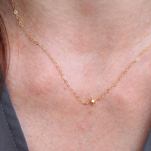 Tiny Shining Crystal Star Necklace, North Star Necklace, Modern Minimalist Necklace, Layering Everyday Necklace, Petite Charm Necklace