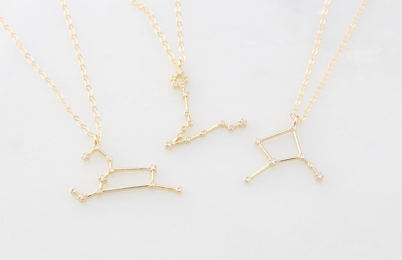 Dainty Zodiac Sign Necklace, Constellation Necklace, Zodiac Outline Layering Necklace, Minimalist Jewelry Gift for Her, Star Necklace image 3