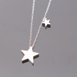 Double- Sided Sterling Silver Tiny Double Star Necklace Earrings Bridal Bridesmaids Birthday Christmas Trendy Jewelry Personalized Jewelry