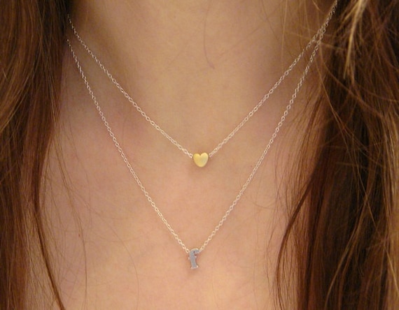 Double layered initial necklace sale