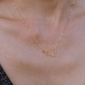 Dainty Thin Interlocking Triangle Necklace, Gold Triangle Choker, Delicate Gold/Silver Necklace, Chevron Necklace, Small Triangle Necklace