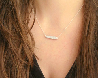 Engraved Bar Necklace, Layering Necklace, Delicate Small Bar Necklace, 14 Kt Gold-Filled or Sterling Silver Necklace, Layer Necklace
