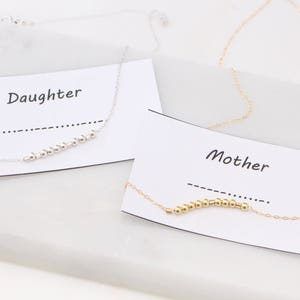 Morse Code Mother and Daughter Necklace, Secret Message Necklace, Matching Mom Daughter Jewelry Set, Gift, Sterling Silver or Gold Necklace