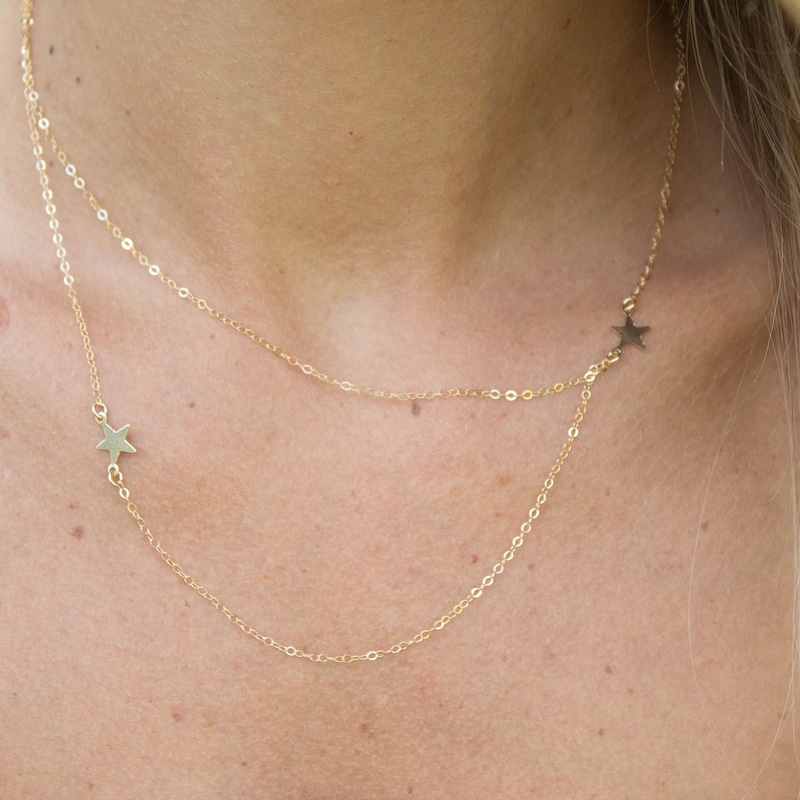 Pure silver double-layer necklace main image 1