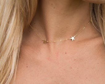 Tiny Star Choker Necklace, Gold or Silver Star Necklace, Silver/Gold Choker, Simple Delicate Choker Necklace, Adjustable Choker, Christmas