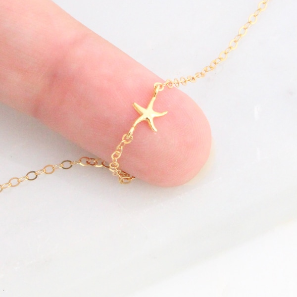 Tiny Starfish Necklace, Gold or Silver Starfish Necklace, Ocean and Sea Layering Necklace, Beach Nautical Girl, Gift for Her, Friend, Mom