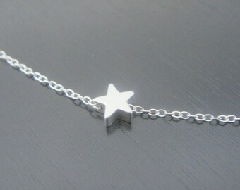 Double Sided Tiny Star Necklace, Small Charm Necklace, Dainty Layering Necklace, Silver or Gold Star Necklace, Multiple Stars Necklace