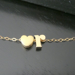 Lowercase Initial Necklace, Alphabet Letter Charm Necklace, Customed Name necklace, Heart Necklace, Personalized Name Necklace, Letter Charm