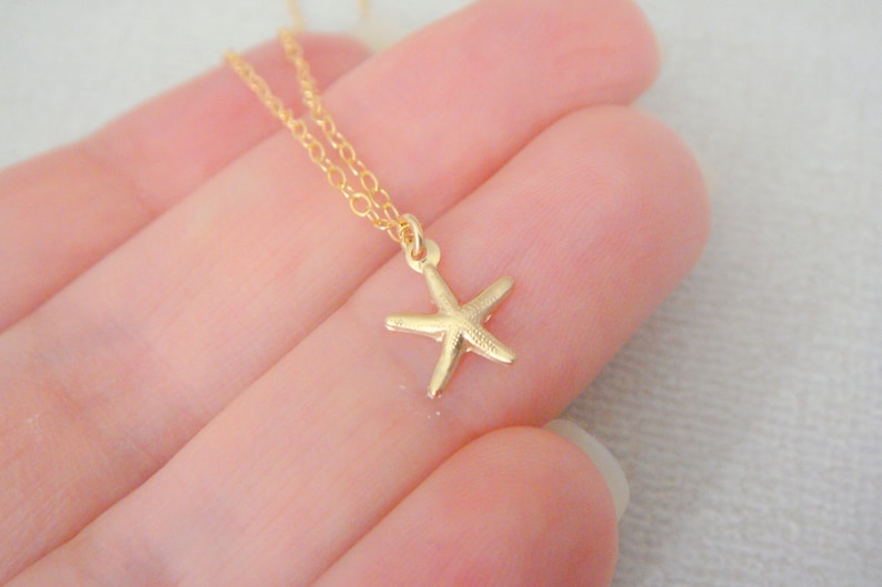 Gold Necklace Gold Small Starfish Necklace Christmas Gift 14 Kt Gold-Filled Tiny Star Necklace Minimalist Necklace Gift for her