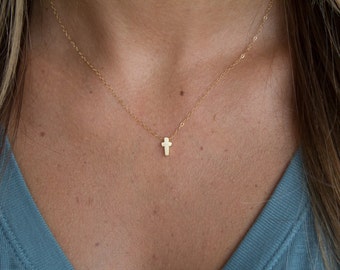 Gold Filled Mini Small Cross Necklace Earrings Bridal Bridesmaids Special Ocassion Birthday Christmas