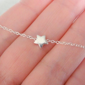 Sterling Silber kleiner Stern, Stern und Mond Halskette, kleine Sternkette, Silberkette