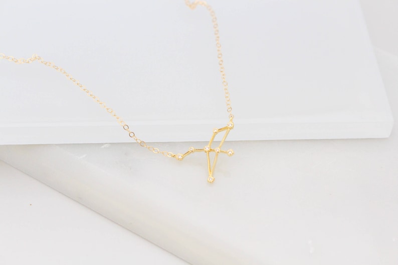 Dainty Zodiac Sign Necklace, Constellation Necklace, Zodiac Outline Necklace, Minimalist Jewelry Gift for Her, Star Necklace image 5