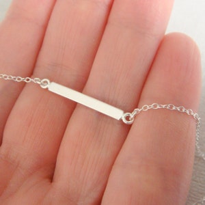 Sterling Silver Bar Drop Necklace, Simple Horizontal Bar Layering Necklace, Stick Necklace, Celebrity Inspired Jewelry, Skinny Bar Necklace