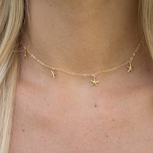 Dainty Tiny Starfish Necklace, Gold/Silver Starfish Necklace, Boho beach Necklace, Beach Lover Gift, Nautical Sea Life Necklace