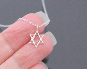 Sterling Silver lightweight Jewish star necklace, Silver Star of David necklace,  Small Jewish Star of David Necklace, Star Necklace