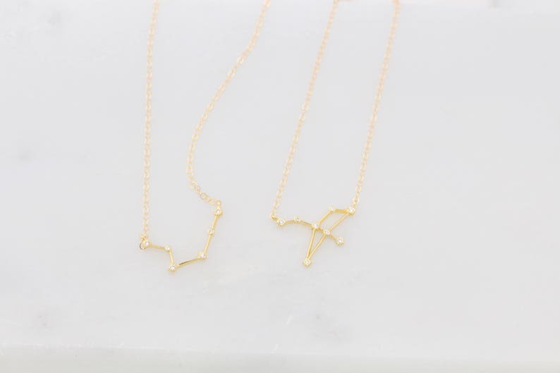 Dainty Zodiac Sign Necklace, Constellation Necklace, Zodiac Outline Necklace, Minimalist Jewelry Gift for Her, Star Necklace image 3