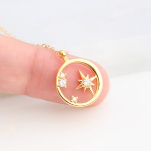 Dainty Moon and Star Necklace, Delicate Tiny Charm Necklace, Layering Necklace, Minimalist Jewelry Gift for Her, Star Necklace,Moon Necklace
