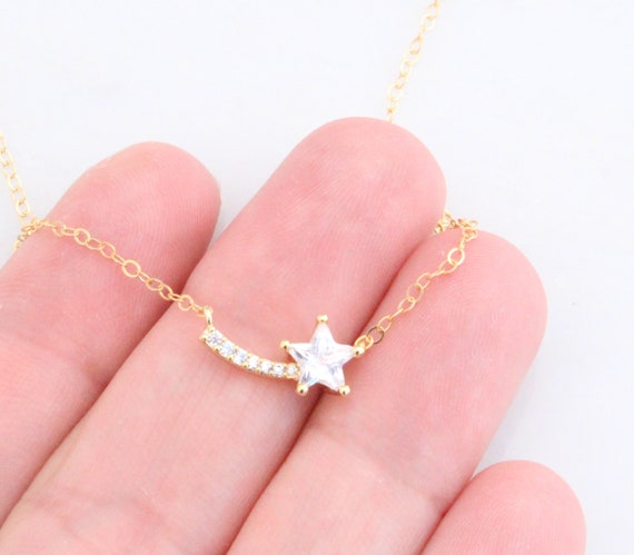 White Gold Diamond Shooting Star Necklace – Trunfio Universe