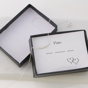 Morse Code MOM Necklace, Secret Message Necklace, Mother Jewelry, Sterling Silver or Gold Bead Necklace, Christmas Gift for Mom, New Mom