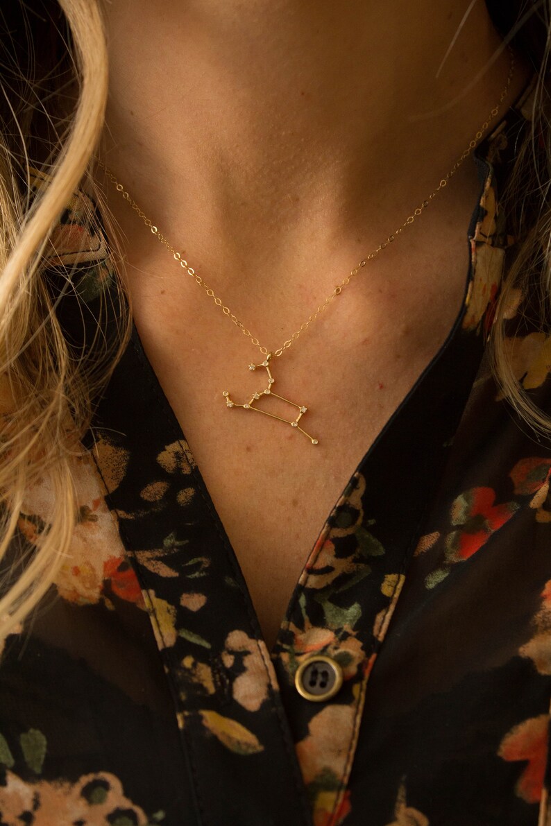 Dainty Zodiac Sign Necklace, Constellation Necklace, Zodiac Outline Layering Necklace, Minimalist Jewelry Gift for Her, Star Necklace image 2