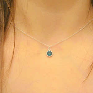 Small Swarkovski Birthstone Necklace, Gemstone Necklace, Monogram Necklace, Gemstone Necklace, Tiny Charm Necklace