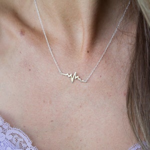 Delicate Heart Beat Necklace, ECG/EKG Bar Necklace, Love Necklace, BFF Necklace, Best Friend/Sister Gift, Thank you gift, Dainty Necklace