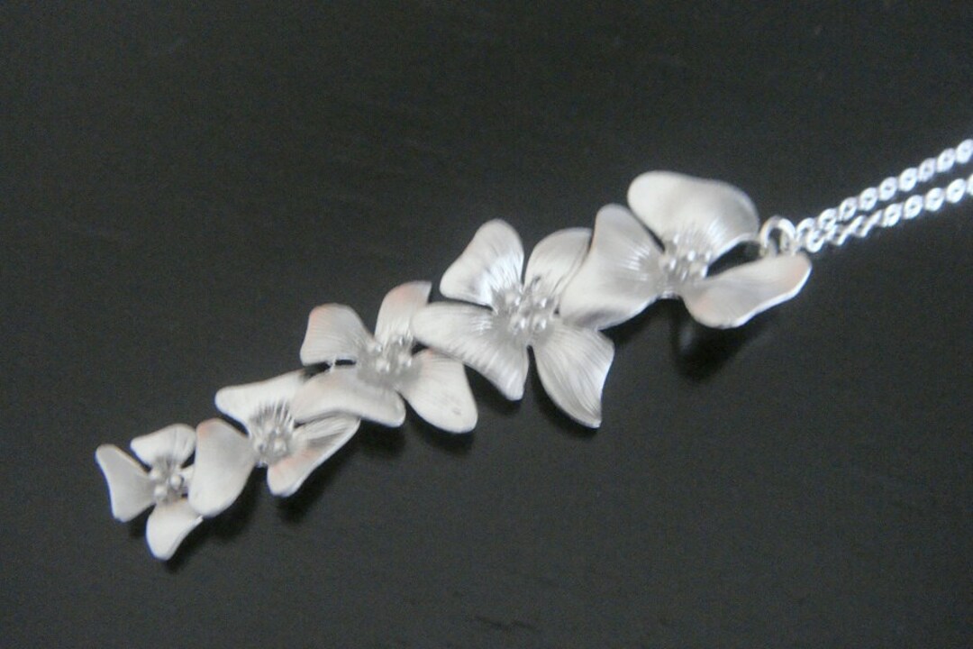 Sterling Silver Matte Cascading Orchid Flower Necklace - Etsy