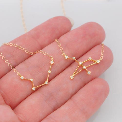 Dainty Zodiac Sign Necklace, Constellation Necklace, Zodiac Outline Necklace, Minimalist Jewelry Gift for Her, Star Necklace