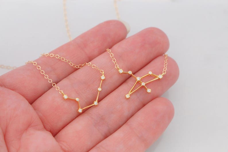 Dainty Zodiac Sign Necklace, Constellation Necklace, Zodiac Outline Necklace, Minimalist Jewelry Gift for Her, Star Necklace 