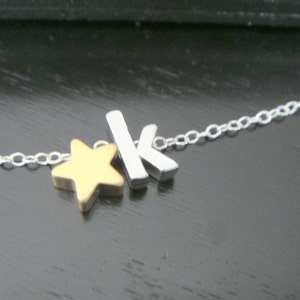 Lowercase Initial Necklace, Alphabet Letter Charm Necklace, Customed Name necklace, Small Star Necklace, Personalized Name Necklace, Letter