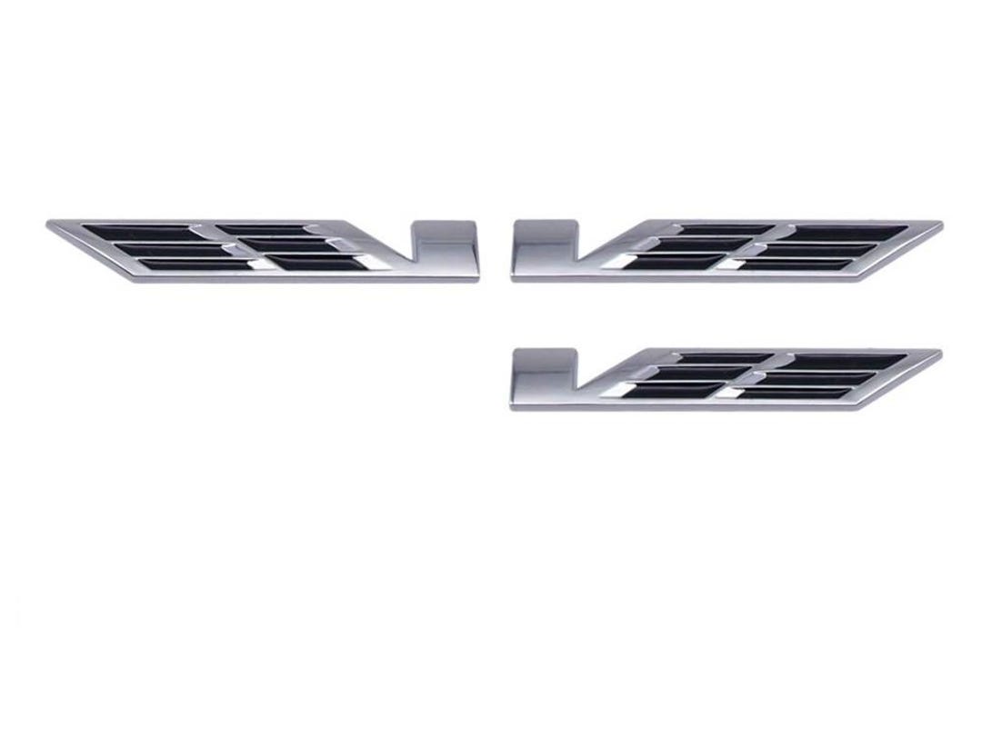 3pcs Chrome V Emblem Metal Badge Set – For Car Fender, Trunk, Side – Universal Fit, Zinc Alloy
