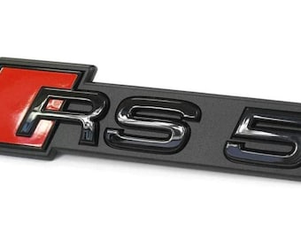 Emblema para parrilla delantera Audi RS5 en negro brillante / Logotipo RS5 personalizado para modelos Audi RS / Mejora del estilo exterior del coche deportivo / Insignia delantera RS5