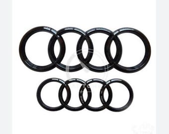 Emblema para parrilla delantera Audi Rings en negro brillante de 273 mm