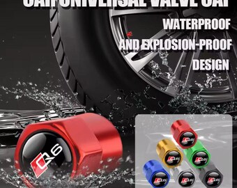 4 tapones de válvula de neumático premium para Audi S Line RS S TT Quattro A1 A2 A3 A4 A5 A6 A8 Q1 Q2 Q3 Q5 Q6 Q7 Q8 – Q6 plateado