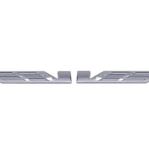 Emblema V izquierdo y derecho de 12,3 cm para Cadillac – Insignia metálica 3D totalmente plateada – Calcomanía para guardabarros trasero – Adhesivo con el logotipo lateral del coche – Accesorio cromado para coche