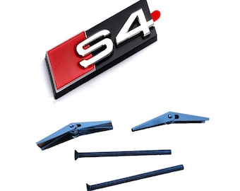 Emblema cromado para parrilla delantera de Audi S4, logotipo OEM plateado brillante para Audi S4 B8 B9, accesorio exterior de coche, decoración de tuning.