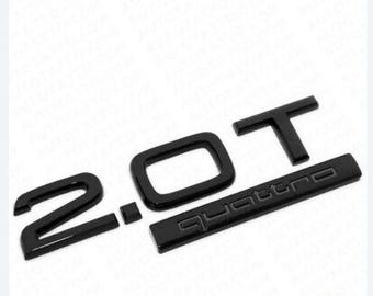 Emblema y emblema Quattro para maletero trasero 2.0T en negro mate con logotipo Turbo Car. Accesorio de repuesto para el emblema del maletero trasero 2.0T para vehículos deportivos.