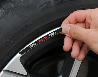 4 pegatinas de metal para llantas de 9 cm de color negro para Audi