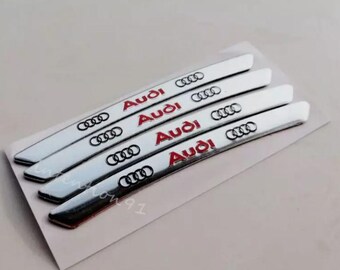 4 pegatinas de metal para llantas de Audi, plateadas, de 9 cm